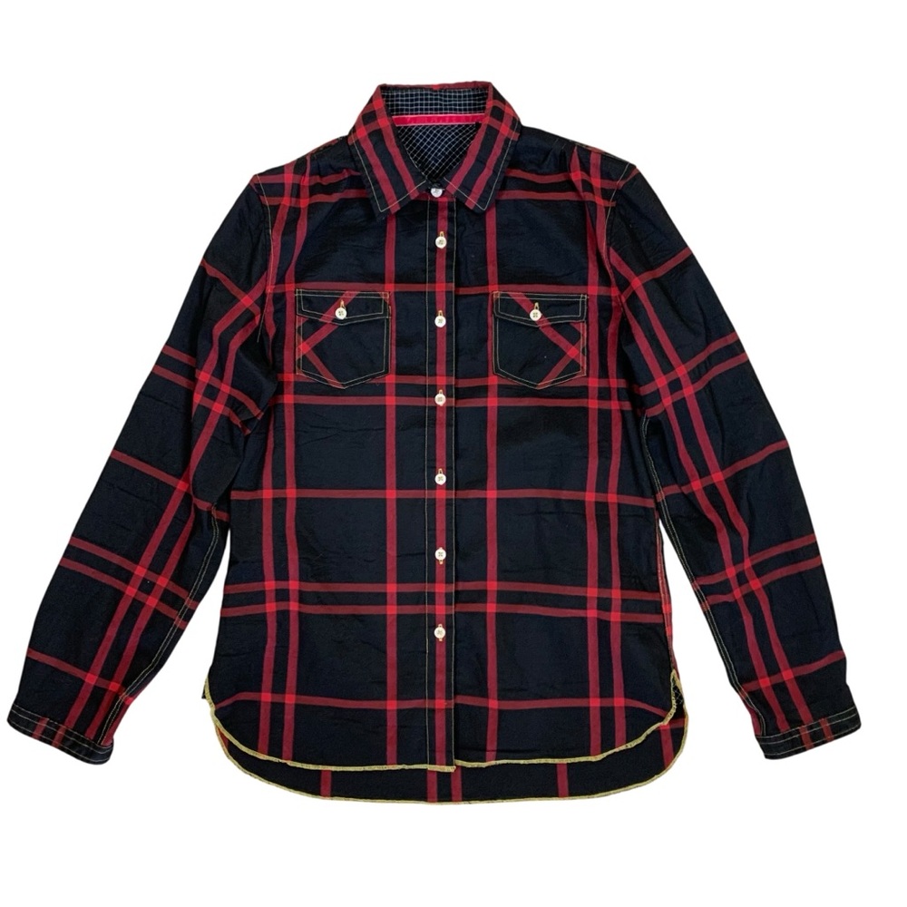 Arnold Zimberg Black Red Plaid Button Down Shirt Grunge Skate Streetwear L Women